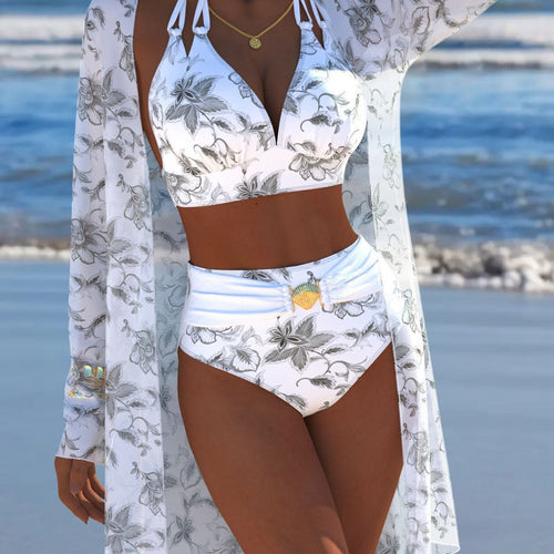 Damen Bikini-Set mit kreativem geometrischen Design und hohem Bund Echo Archiv