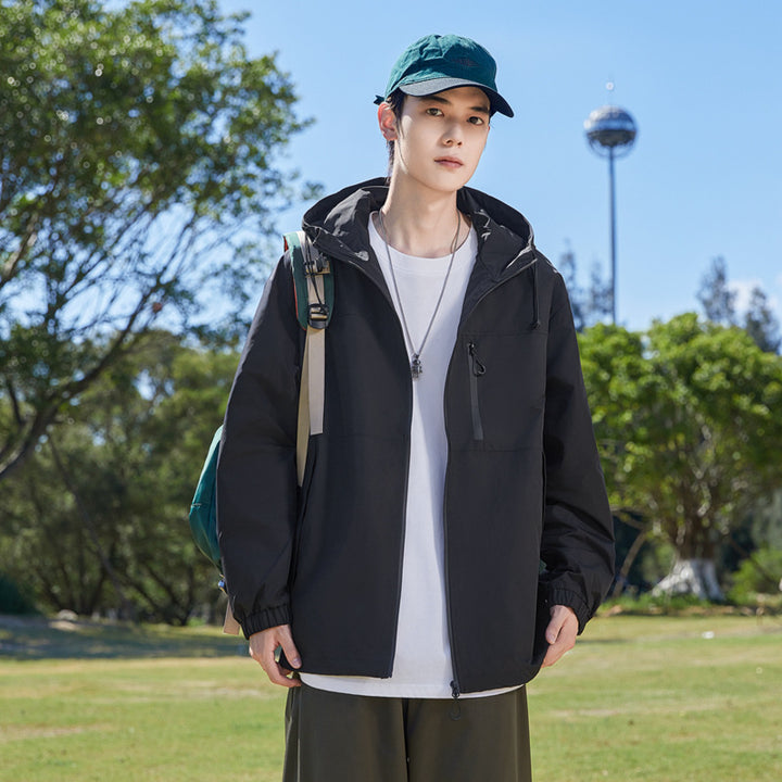 Herren Modische Windbreakerjacke mit verstellbarem Kapuzenkragen Echoarchiv