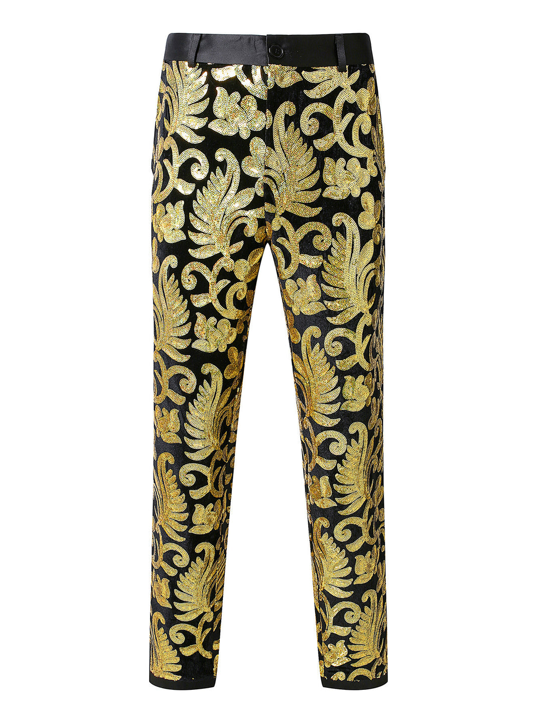 Herren elegante Pailletten-Hosen mit floralem Muster Echoarchiv