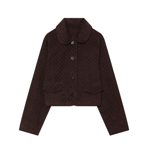 Damen Gesteppte Cordjacke im Boxy-Cropped-Schnitt mit Rundkragen und Pattentaschen Echo Archiv