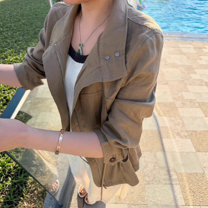 Damen elegante Übergangsjacke mit hohem Kragen Echoarchiv 1789268837