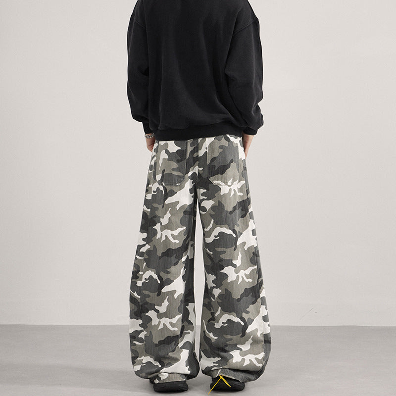 Herren Extraweite Cargohose im Palazzoschnitt mit Camouflage-Print Echo Archiv