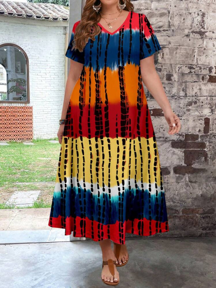 Damen Maxikleid mit modernem Farbverlauf und grafischem Muster Echo Archiv