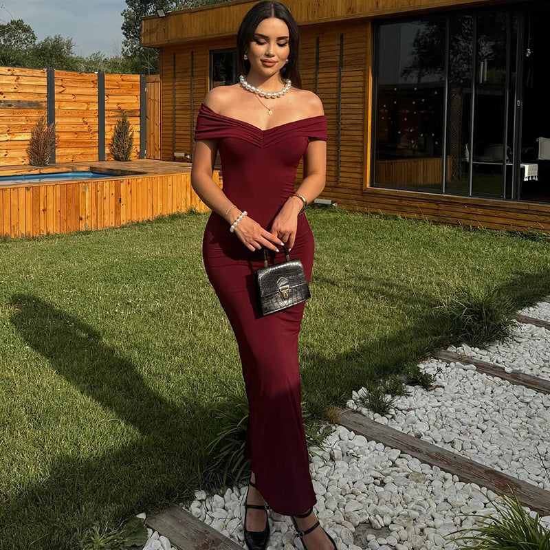 Damen Elegantes schulterfreies Maxikleid mit figurbetonender Silhouette Echo Archiv