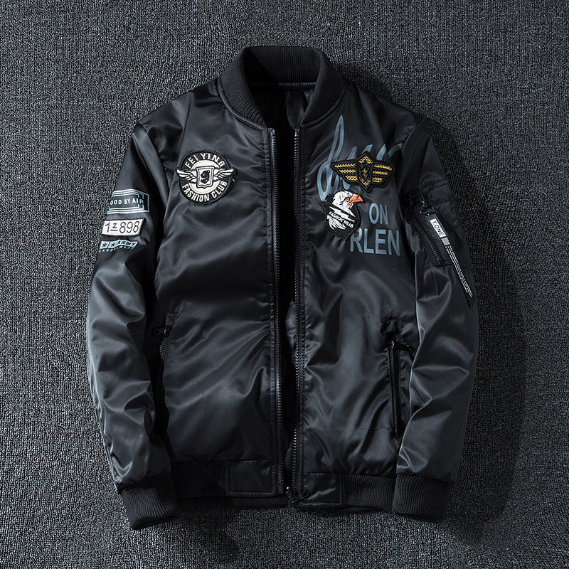 Herren Pilotenbomberjacke im Aviator-Look mit Badge-Applikationen, Ärmeltasche und gerippten Bündchen Echoarchiv