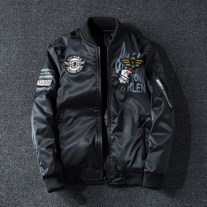 Herren Pilotenbomberjacke im Aviator-Look mit Badge-Applikationen, Ärmeltasche und gerippten Bündchen Echoarchiv