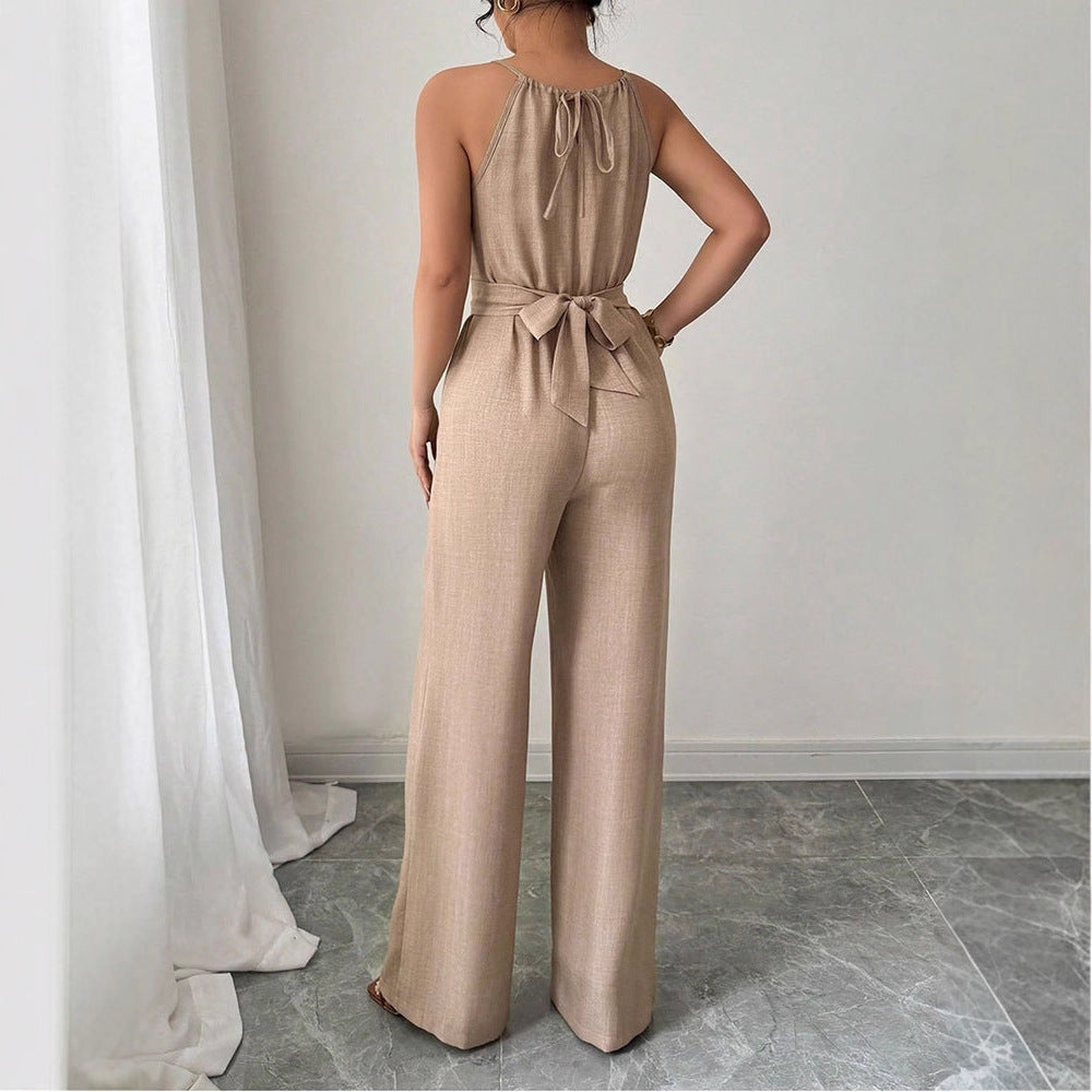 Damen bodenlanger Jumpsuit mit raffiniertem Wickeldesign und eleganter Bundnaht Echo Archiv
