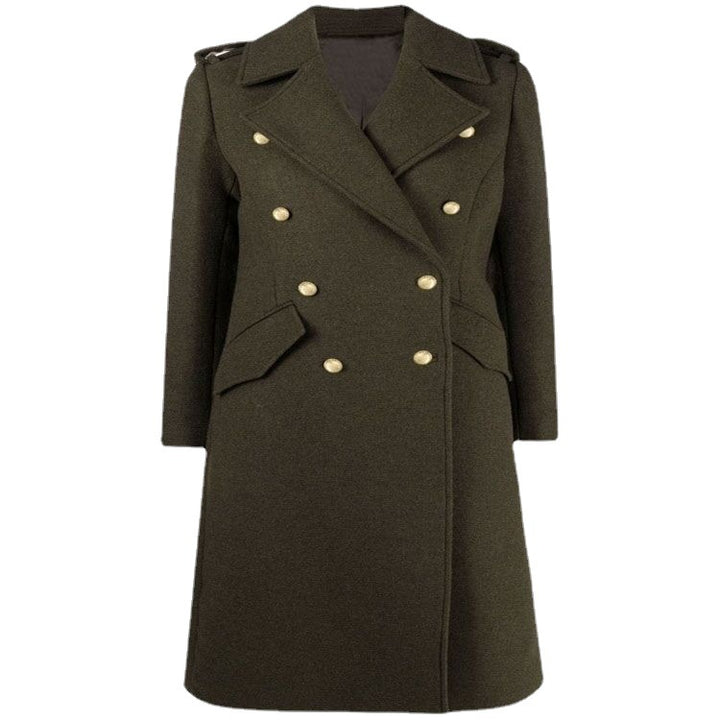 Damen A‑Linien Wollmix‑Mantel mit zweireihigem Tailoring, Metallknöpfen und Klappentaschen Echoarchiv