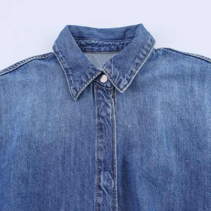Damen Jeanshemdkleid mit elegantem Gürtel und kurzen Ärmeln Echo Archiv
