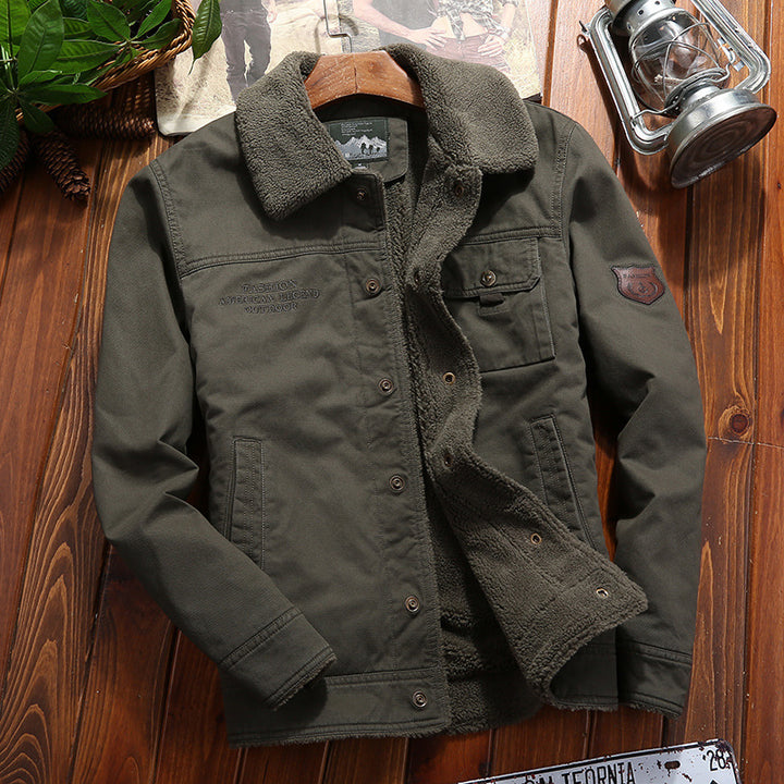 Herren nan robuste Canvas-Arbeitsjacke mit komplettem Sherpa-Innenfutter, verdeckter Druckknopfleiste und funktionalen Brust- und Eingrifftaschen Echo Archiv