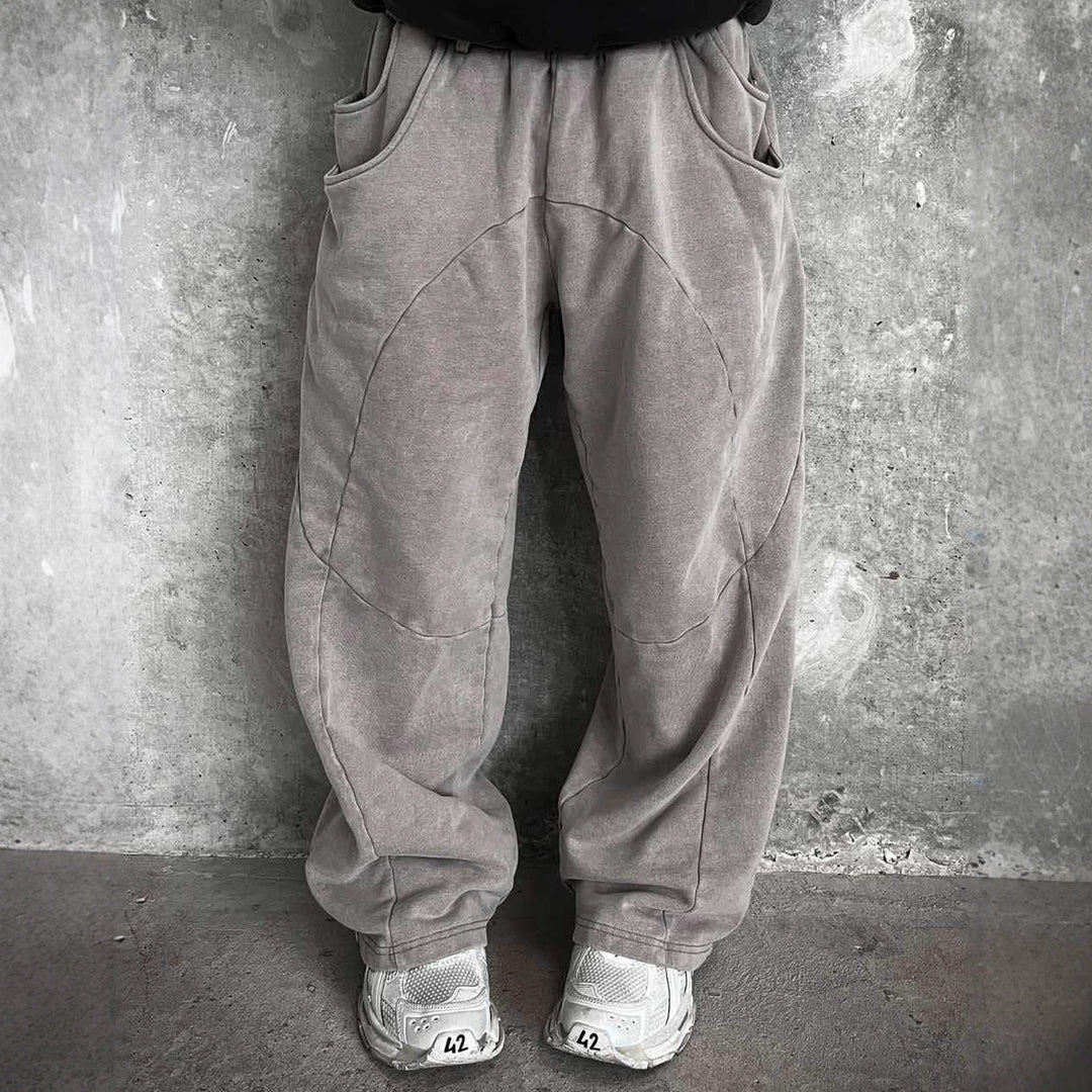Herren nan Oversize-Freizeitjogger mit geschwungenen Nahtdetails, Kordelzugbund und elastischen Beinabschlüssen Echo Archiv