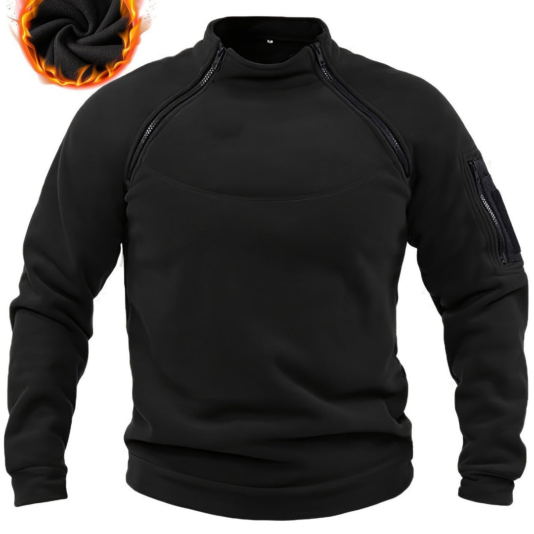 Herren Thermischer Fleece‑Halbzippullover mit Utility‑Ärmeltasche & Schulterreißverschlüssen Echo Archiv