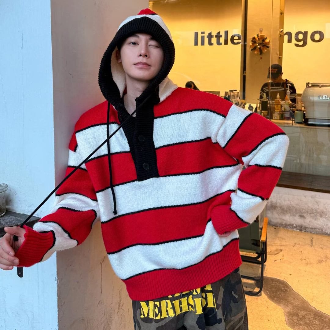 Herren Modische Hoodie-Pullover mit gestreiftem Design Echoarchiv