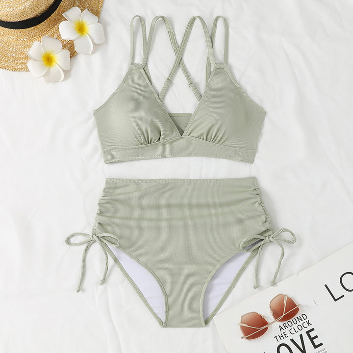 Damen Bikini-Set mit verstellbarem Kreuzträger und hoch geschnittenem Höschen Echo Archiv