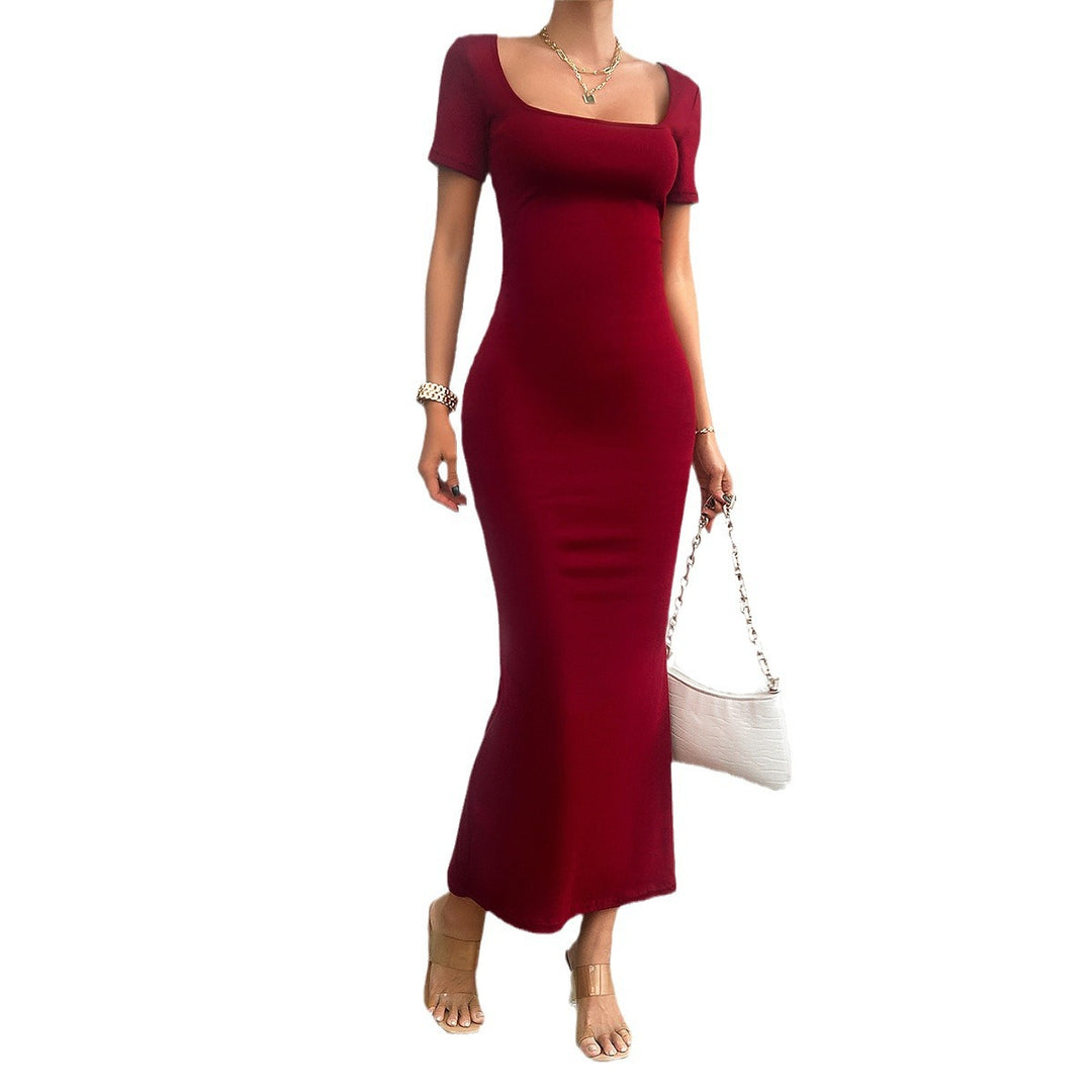 Damen figurbetontes Maxikleid mit quadratischem Ausschnitt und kurzen Ärmeln Echo Archiv