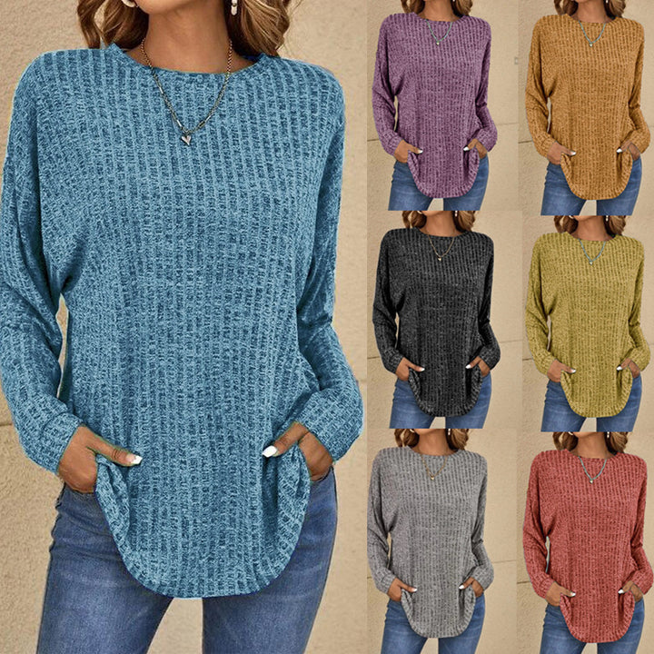 Damen Oversized Struktur-Strickpullover mit Rundhals und Eingrifftaschen Echo Archiv
