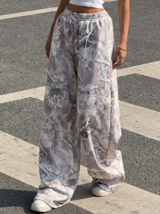 Damen nan weite Palazzo-Hose mit floralem Alloverprint und elastischem Bund Echo Archiv