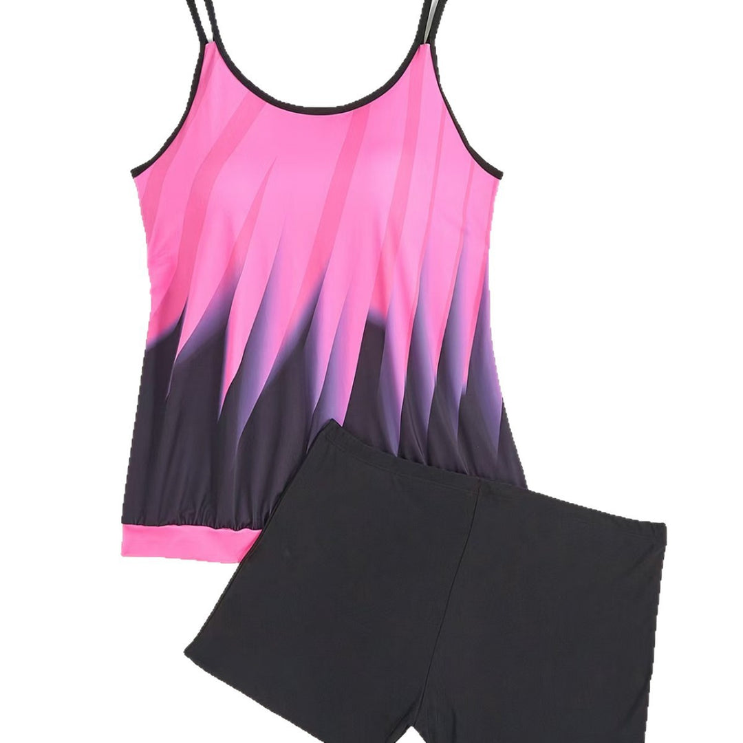 Damen Sportliches Tankini-Set mit farbenfrohem Oberteil und bequemen Shorts Echo Archiv