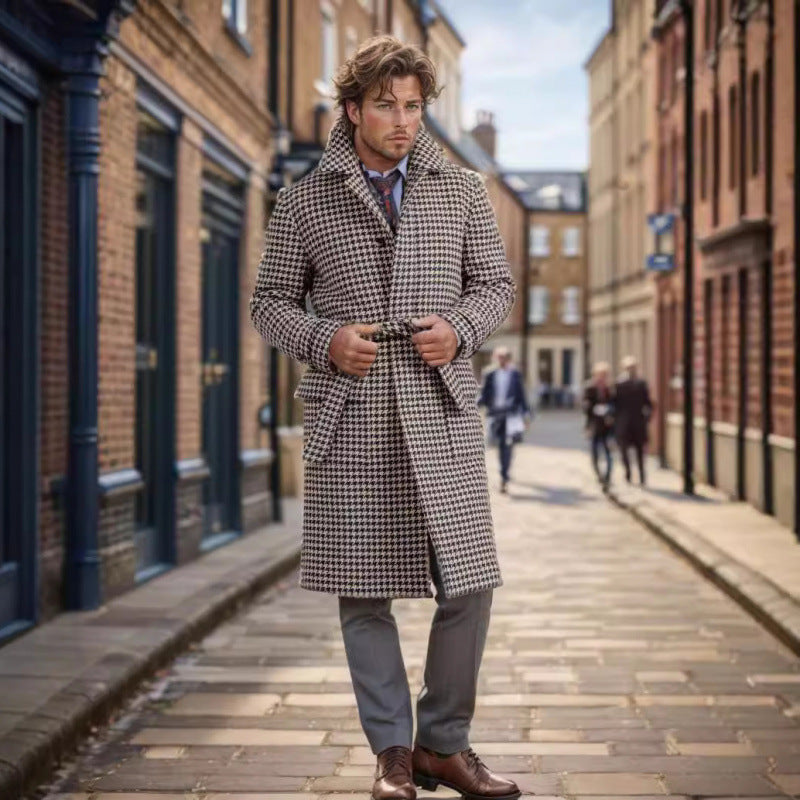 Herren Eleganter und zeitloser Wool-Langmantel Echoarchiv