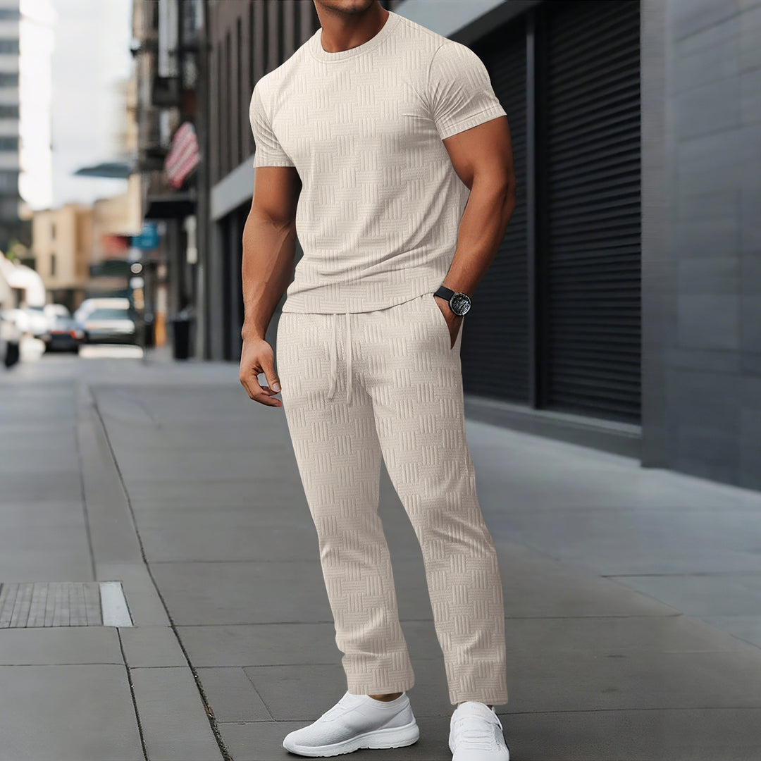Herren lässiges Sportanzug Set mit stylischem strukturiertem Design Echoarchiv