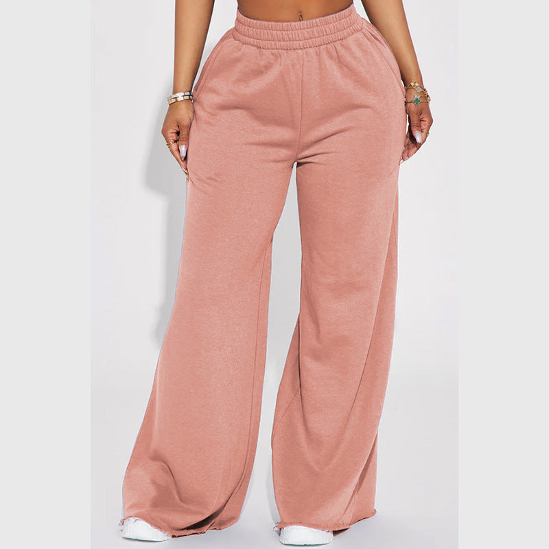 Damen weite High-Waist Loungehose mit elastischem Bund und praktischen Seitentaschen – Avélisse