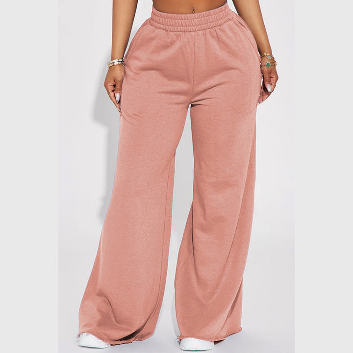 Damen weite High-Waist Loungehose mit elastischem Bund und praktischen Seitentaschen – Avélisse