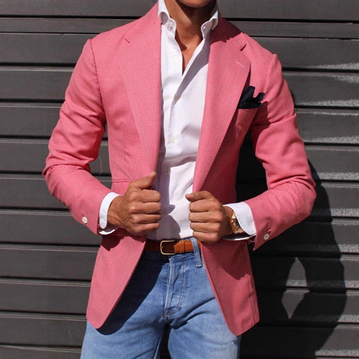 Herren Eleganter Leinenblazer mit modernem Schnitt und strukturiertem Gewebe Echoarchiv