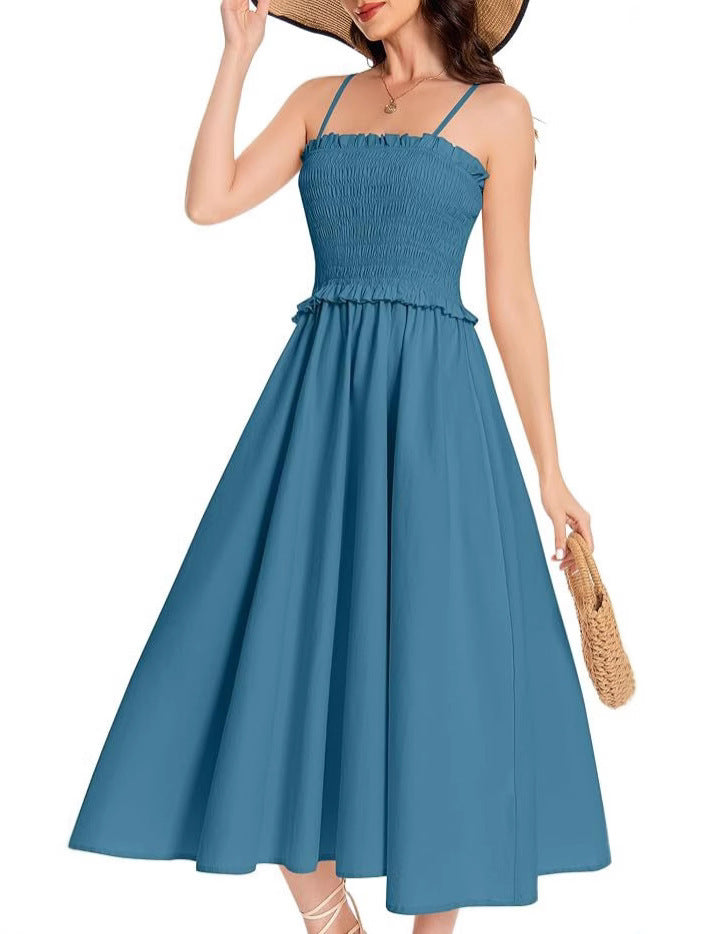 Damen Midi-Kleid mit elastischem Oberteil und weiten Rock Echo Archiv