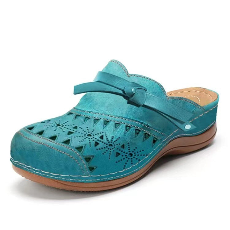 Damen Komfortable Clogs mit Filigranem Durchbruchdesign und Elegantem Riemen Echoarchiv