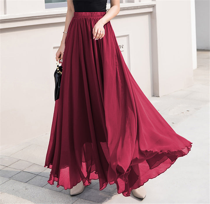 Damen nan Maxi-Chiffonrock mit elastischem Bund und fließender A-Linie Echo Archiv