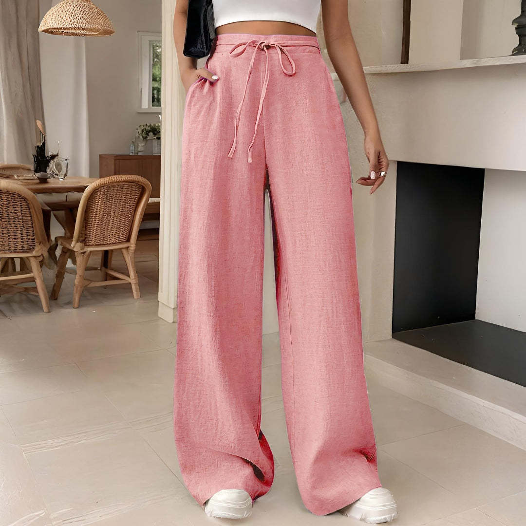 Damen Modische Palazzo-Hose mit elastischem Bund – Avélisse