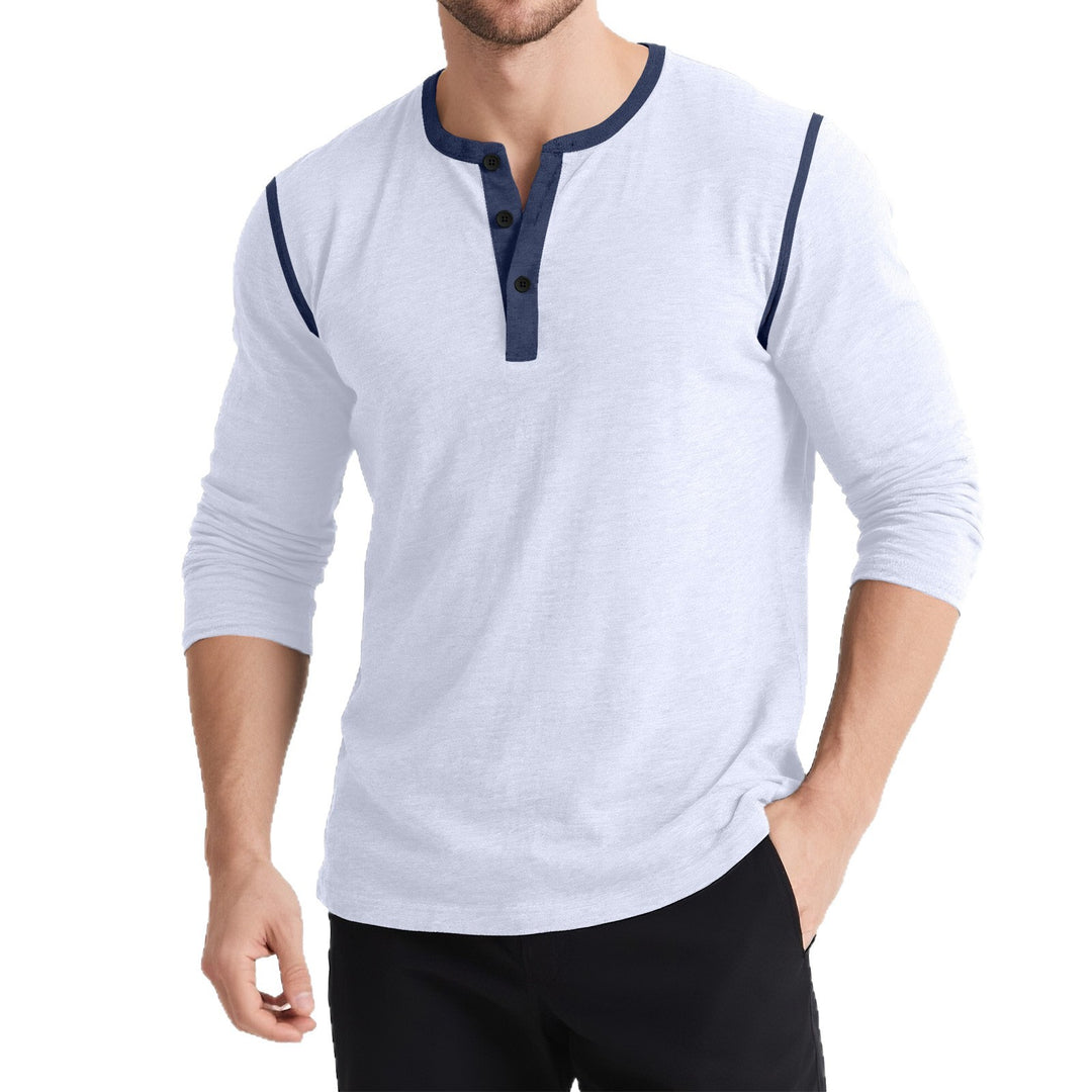 Herren sportliches Longsleeve Oberteil mit Knopfleiste Echoarchiv