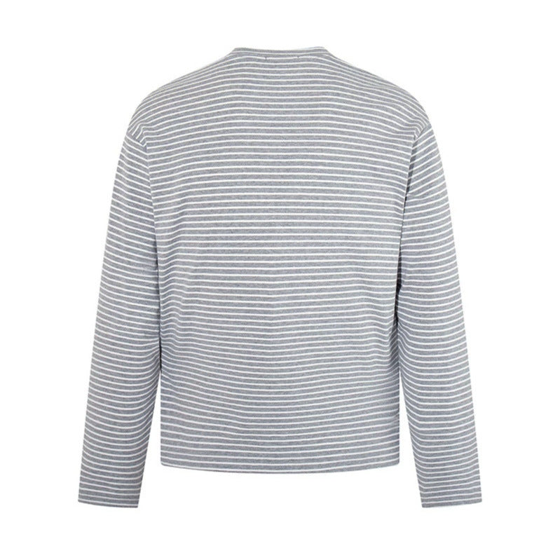 Herren Gestreiftes Longsleeve im Relaxed‑Fit mit Vintage‑Grafikprint Echoarchiv