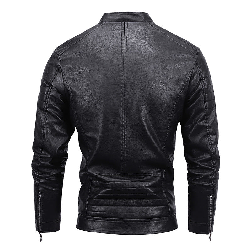 Herren Kunstleder-Blouson im Slim-Fit mit gesteppter Schulterpartie, Stehkragen und Reißverschlusstaschen – Taviero