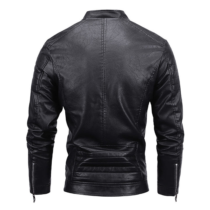 Herren Kunstleder-Blouson im Slim-Fit mit gesteppter Schulterpartie, Stehkragen und Reißverschlusstaschen – Taviero