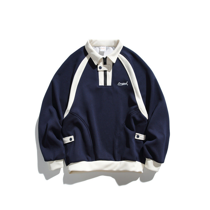 Unisex Oversize Halfzip-Sweatshirt mit kontrastierendem Hemdkragen und Raglanärmeln Echoarchiv