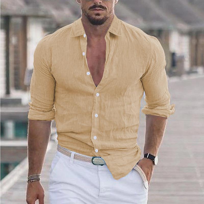 Herren Leinenhemd mit modernem Schnitt und tailliertem Design Echoarchiv