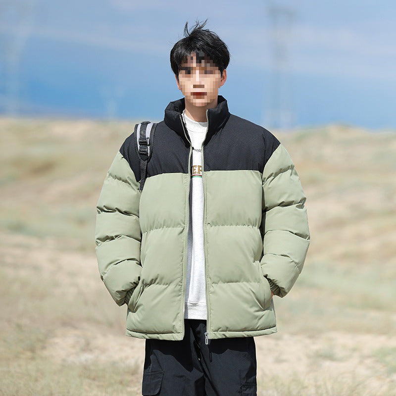 Herren Oversize-Steppjacke mit Colourblock-Schulter, hoher Stehkragen & windabweisender Wattierung Echoarchiv