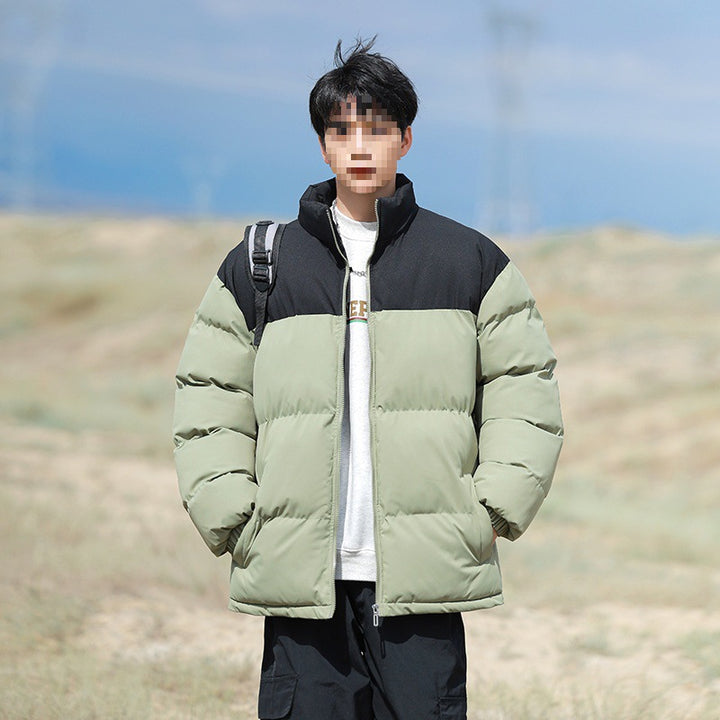 Herren Oversize-Steppjacke mit Colourblock-Schulter, hoher Stehkragen & windabweisender Wattierung Echoarchiv