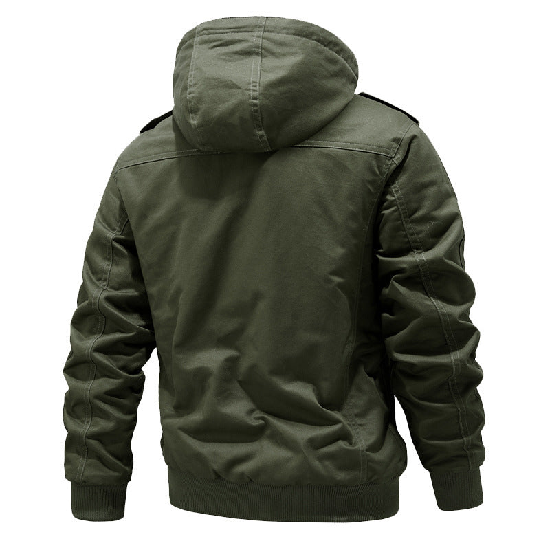 Herren Canvas-Fieldjacke mit Kapuze Sherpa-Innenfutter und Multifunktions-Taschen – Taviero