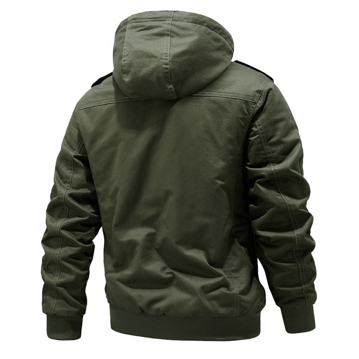 Herren Canvas-Fieldjacke mit Kapuze Sherpa-Innenfutter und Multifunktions-Taschen – Taviero
