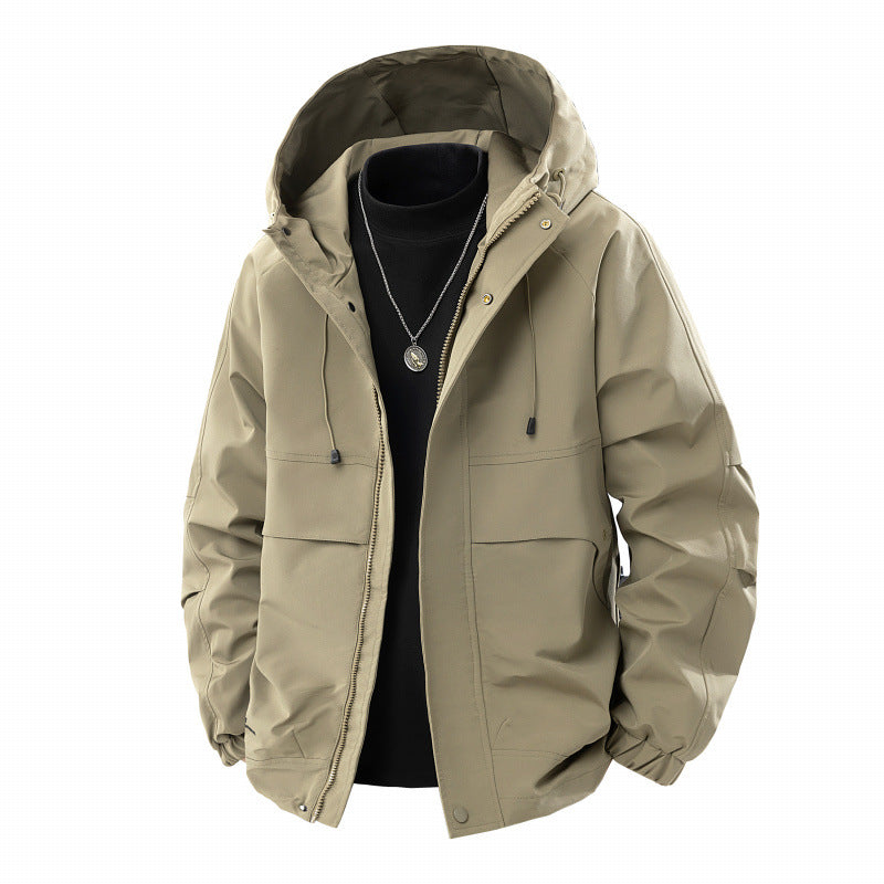 Herren Minimalistischer Tech-Softshell-Parka mit Kapuze, verdecktem Reißverschluss und Cargo-Brusttaschen Echo Archiv