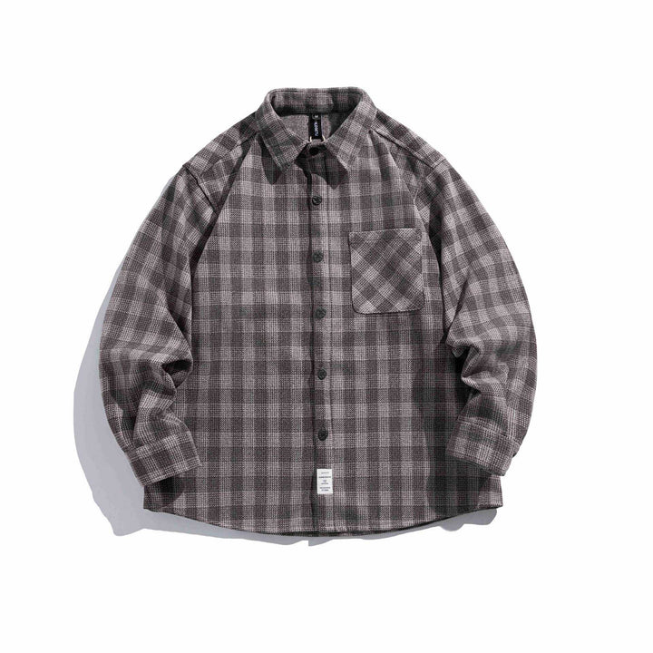 Herren Karierte Hemdjacke aus Wollmischung mit Overshirt-Schnitt und aufgesetzter Brusttasche Echoarchiv