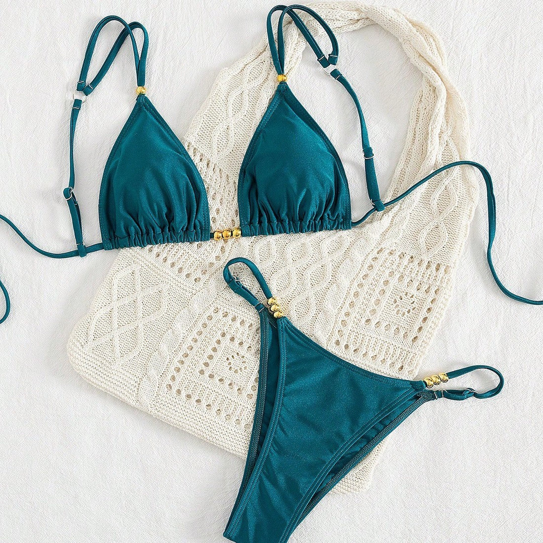 Damen Triangel-Bikini-Set mit raffinierten Schmuckakzenten Echo Archiv