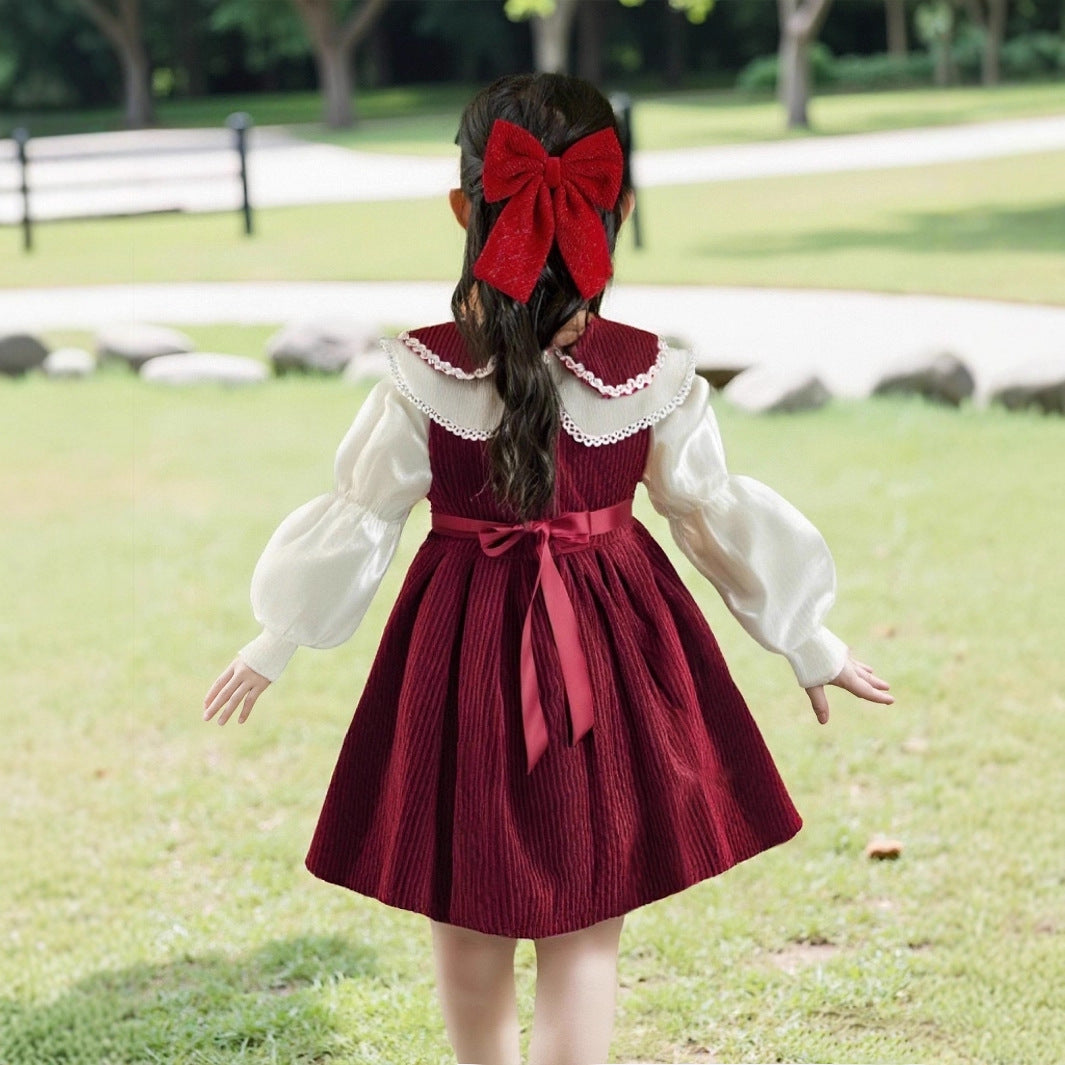 Mädchen Kleid mit festlichem Kragen und Schleifendetail Echo Archiv