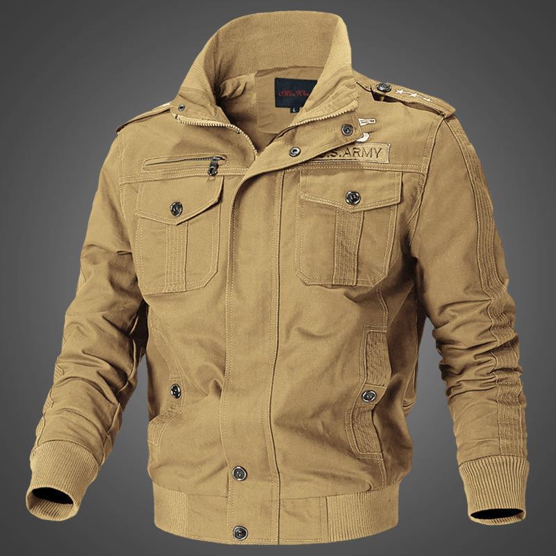 Herren Canvas-Pilotblouson mit Schulterpaspeln, Reißverschlussleiste und Utility-Pattentaschen Echoarchiv
