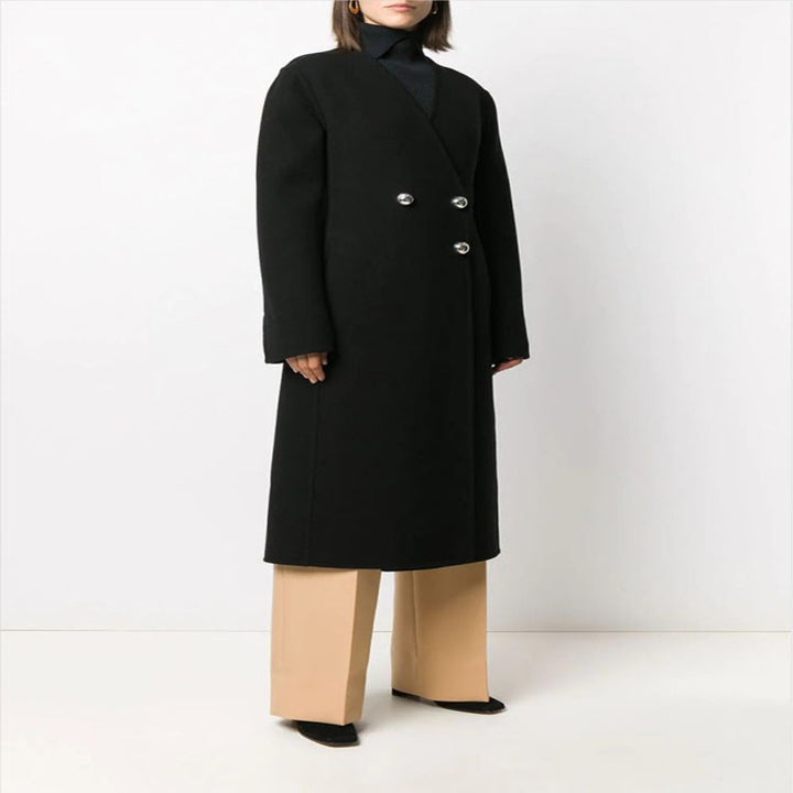 Damen Einreihiger Midimantel im Clean‑Tailoring mit dezenten Metallknöpfen und taillierter Naht Echoarchiv