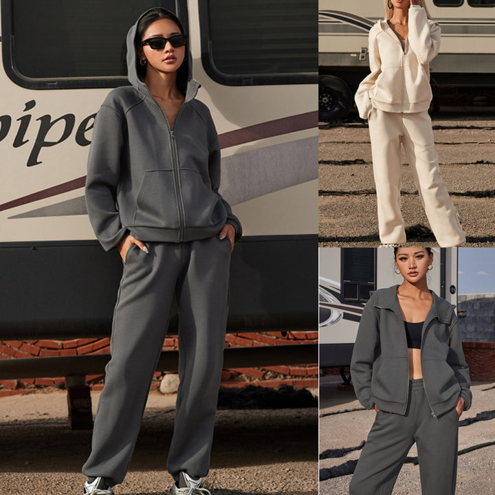 Damen Kapuzenjacke aus weichem Baumwollfleece im Oversize-Schnitt mit Kängurutaschen – Auréline