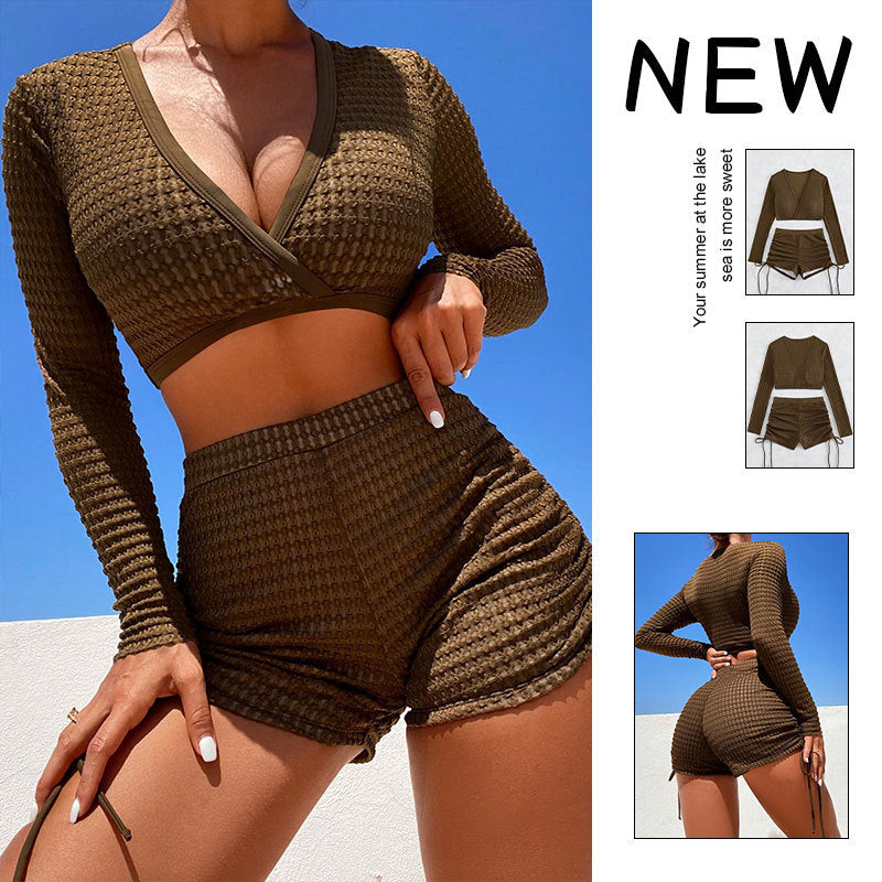 Damen Sportliches Bikini-Set mit langen Ärmeln Echo Archiv