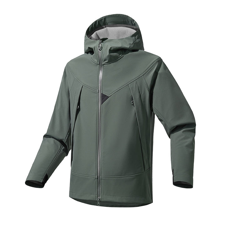 Herren Technische Softshell-Outdoorjacke mit Kapuze winddichtem Stretch und Zwei-Wege-Reißverschluss Echo Archiv